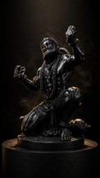 Bajrangbali Hanuman Ji Idol – Black Matte Finish | Premium Resin Murti for Car Dashboard, Home Temple & Office Desk (4.5 Inch)