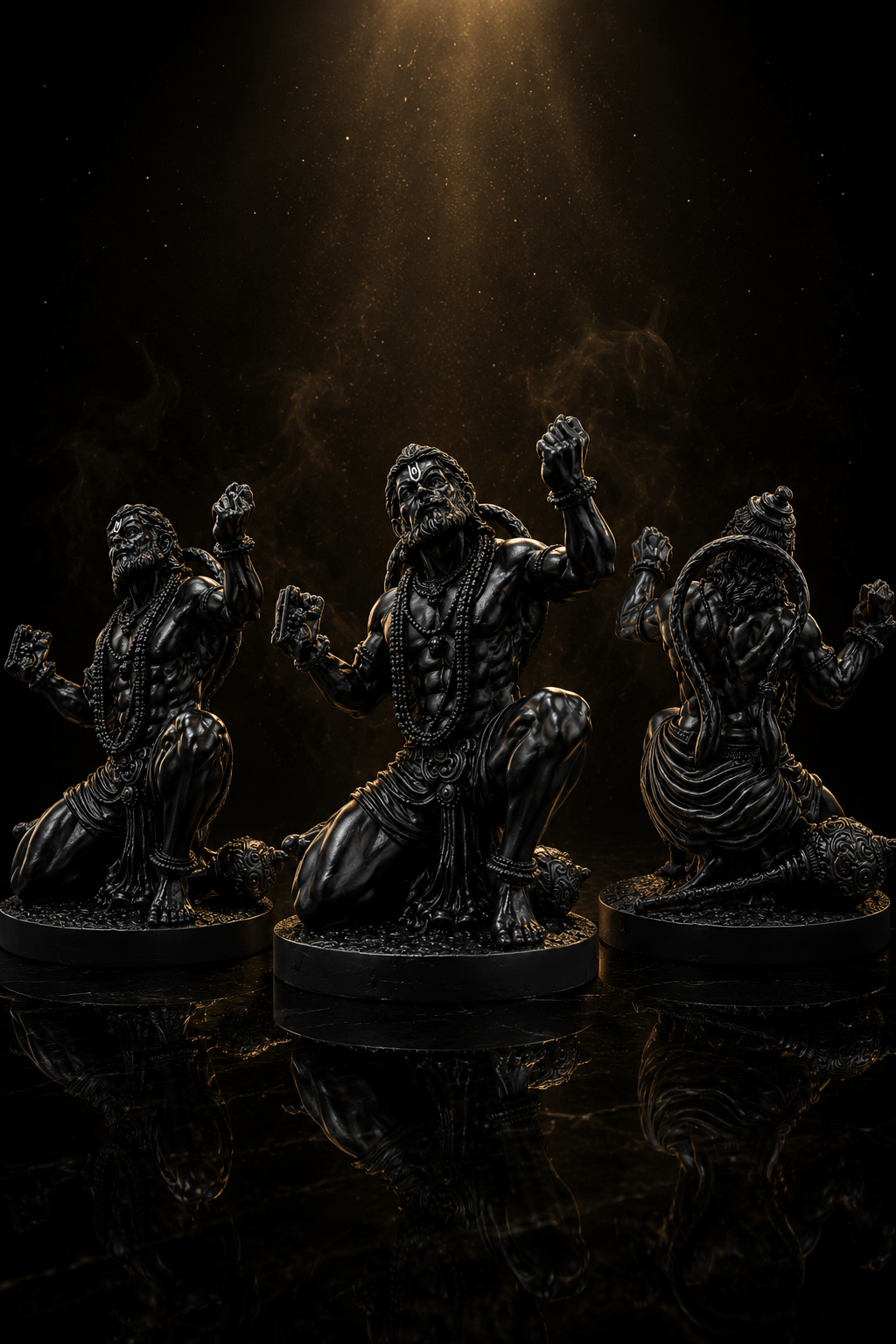 Bajrangbali Hanuman Ji Idol – Black Matte Finish | Premium Resin Murti for Car Dashboard, Home Temple & Office Desk (4.5 Inch)