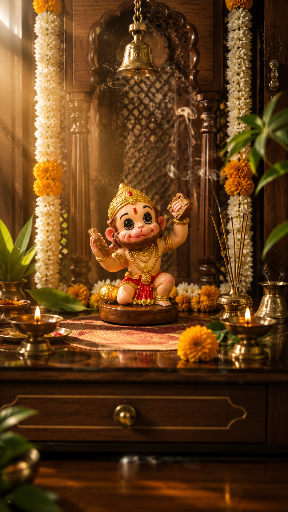 Baby Hanuman Ji Idol Premium Resin Murti for Car Dashboard, Home Temple, Office Desk & Spiritual Home Décor