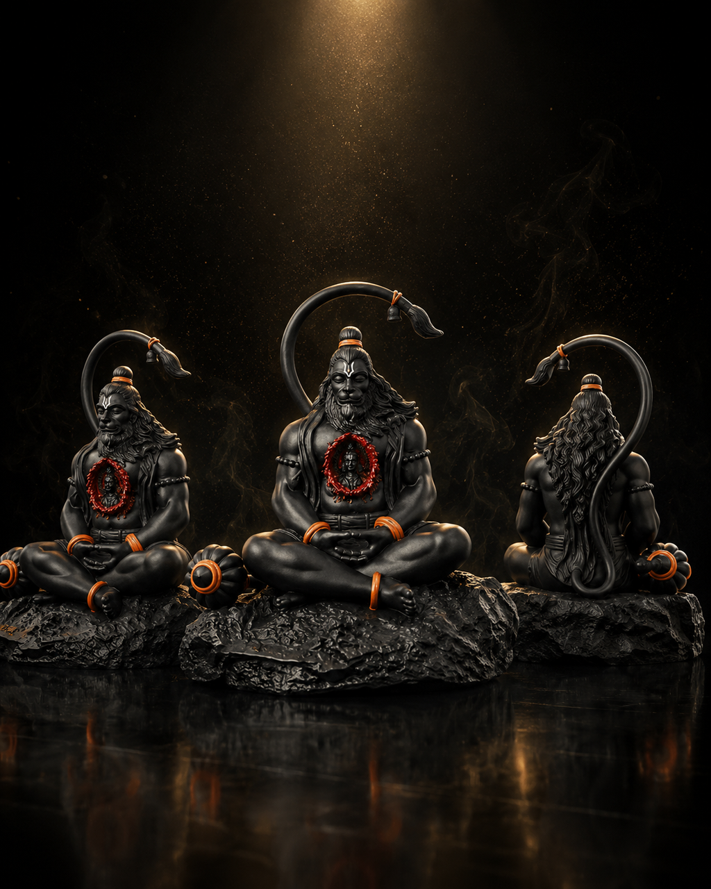 Ram Lalla in Heart Hanuman Ji Idol for Car Dashboard, Home Temple & Office Desk | Premium Resin Sankatmochan Hanuman Murti | Spiritual Hindu Showpiece & Gift
