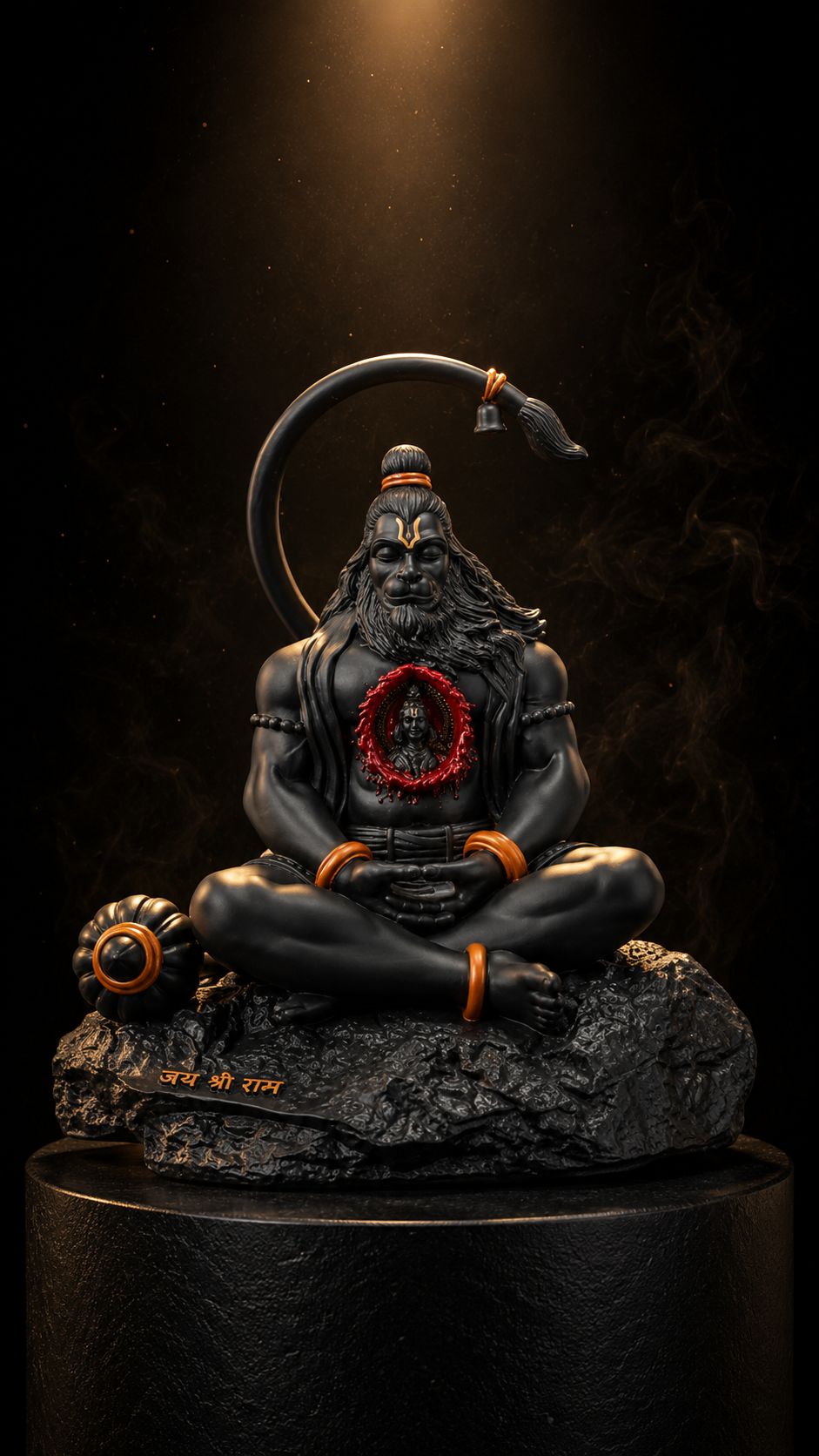 Ram Lalla in Heart Hanuman Ji Idol for Car Dashboard, Home Temple & Office Desk | Premium Resin Sankatmochan Hanuman Murti | Spiritual Hindu Showpiece & Gift