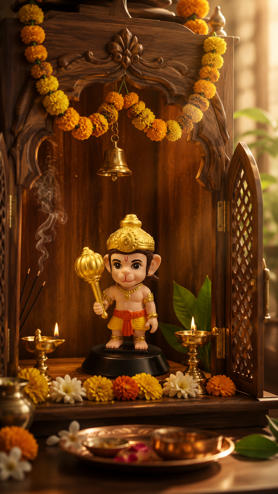 Premium Bal Hanuman Ji Idol for Car Dashboard & Home Temple | Handcrafted Resin Hanuman Murti for Office Desk, Pooja Room & Spiritual Gift