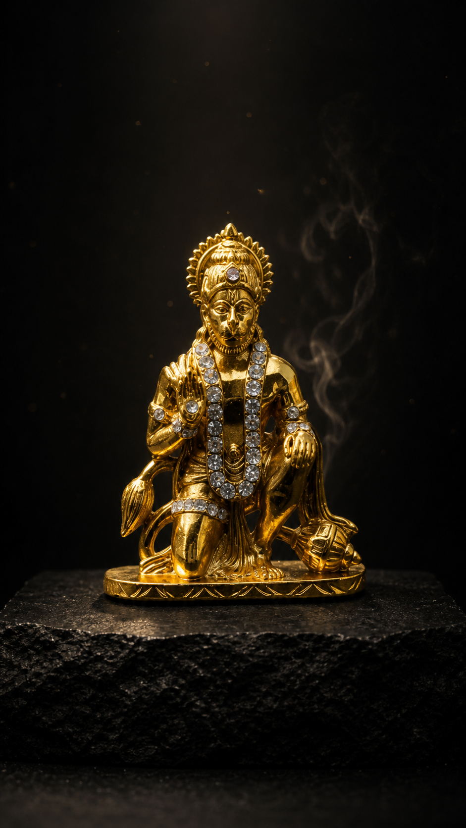 Premium Bajrang Bali Hanuman Ji Idol | Antique Gold Blessing Murti for Home Temple, Car Dashboard, Office Desk & Religious Decor