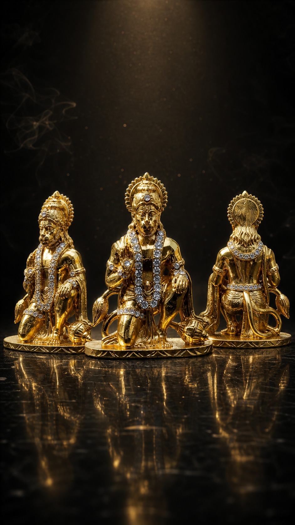 Premium Bajrang Bali Hanuman Ji Idol | Antique Gold Blessing Murti for Home Temple, Car Dashboard, Office Desk & Religious Decor